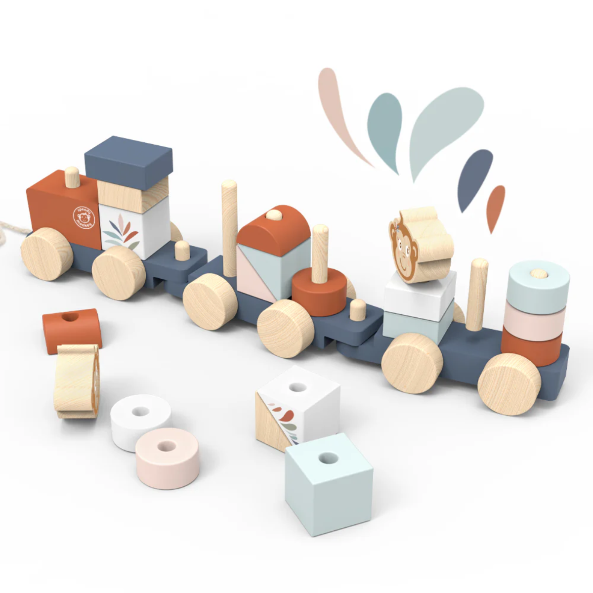 Speedy Monkey Wooden Train Stacker Toy