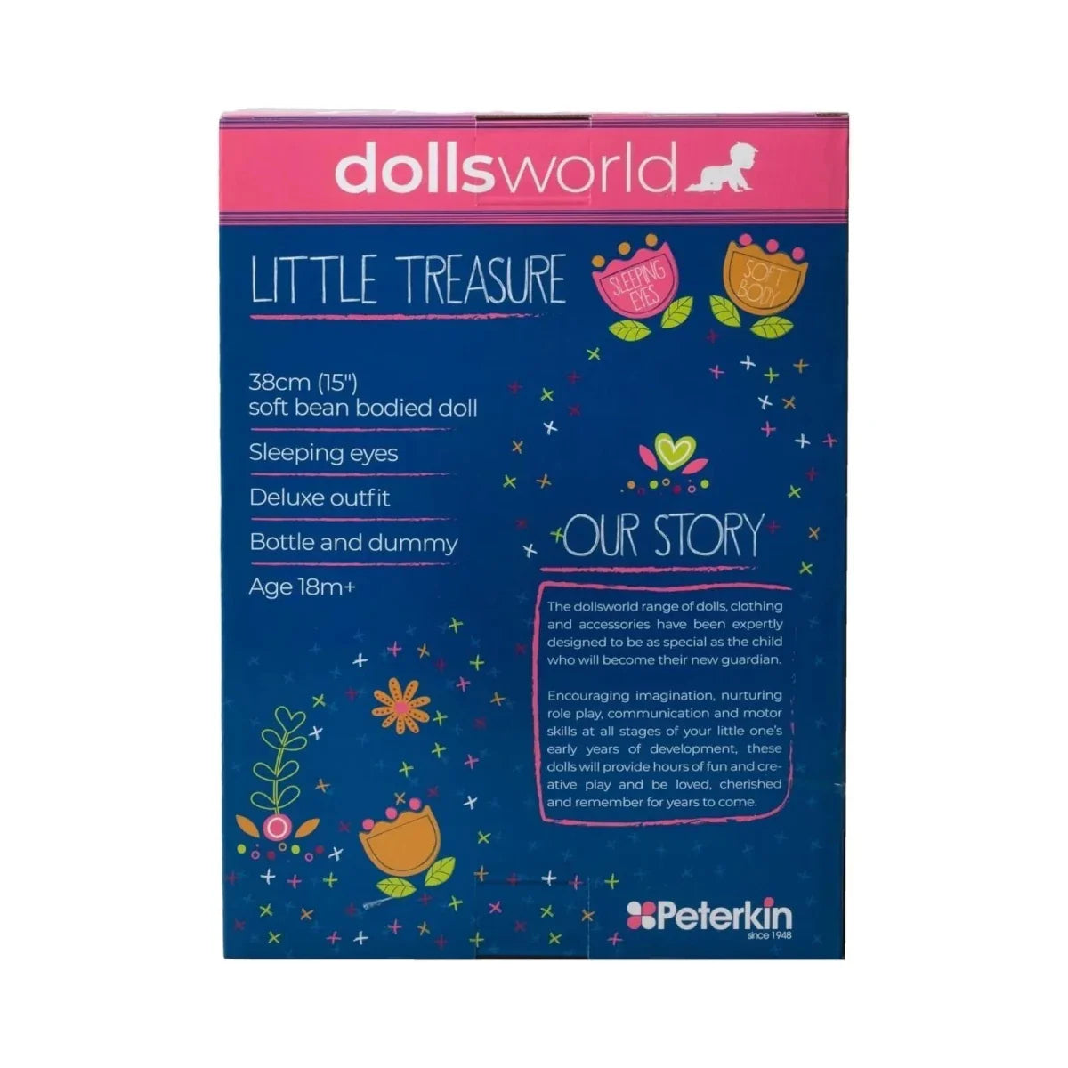 Dolls World Little Treasure White Baby Girl 38cm