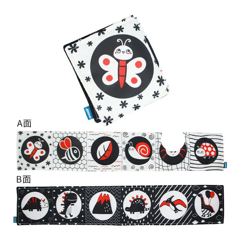 Sencory Black & White Cloth Book – High-Contrast Montessori Crib Bumper