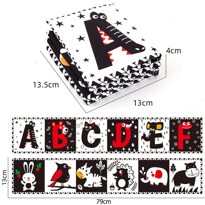 Sencory Black & White Cloth Book – High-Contrast Montessori Crib Bumper