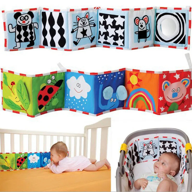 Sencory Black & White Cloth Book – High-Contrast Montessori Crib Bumper