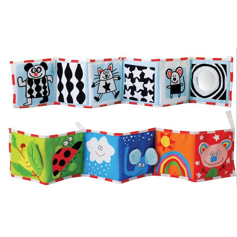 Sencory Black & White Cloth Book – High-Contrast Montessori Crib Bumper