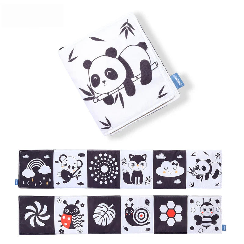 Sencory Black & White Cloth Book – High-Contrast Montessori Crib Bumper