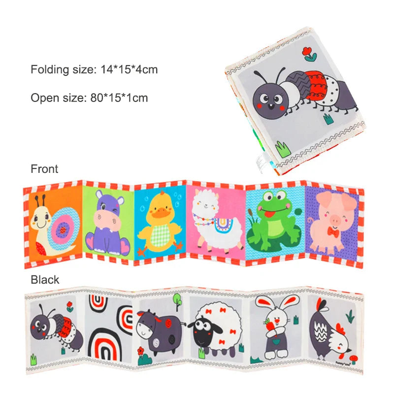 Sencory Black & White Cloth Book – High-Contrast Montessori Crib Bumper