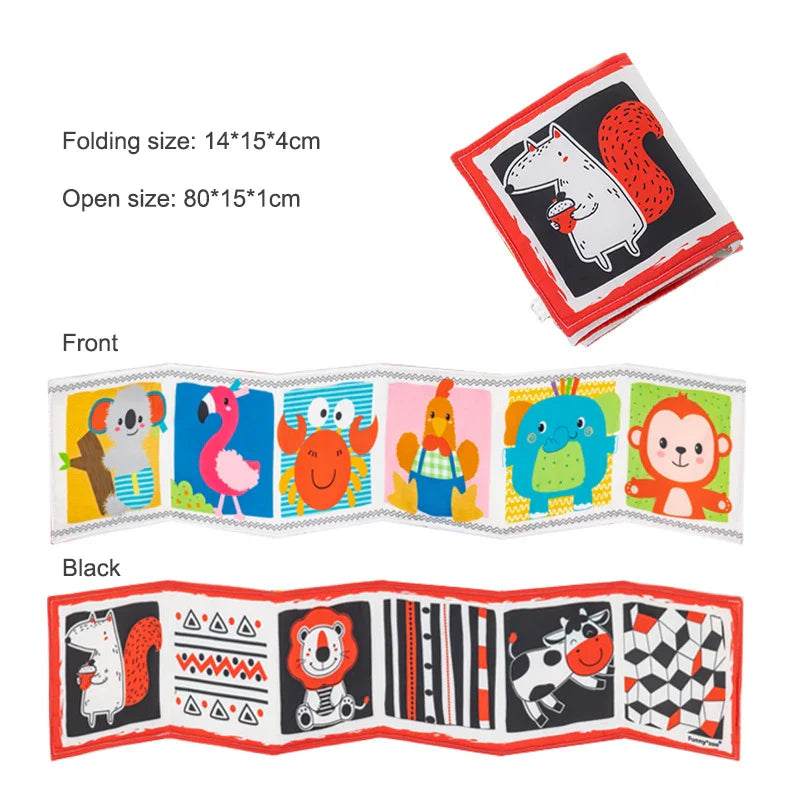 Sencory Black & White Cloth Book – High-Contrast Montessori Crib Bumper