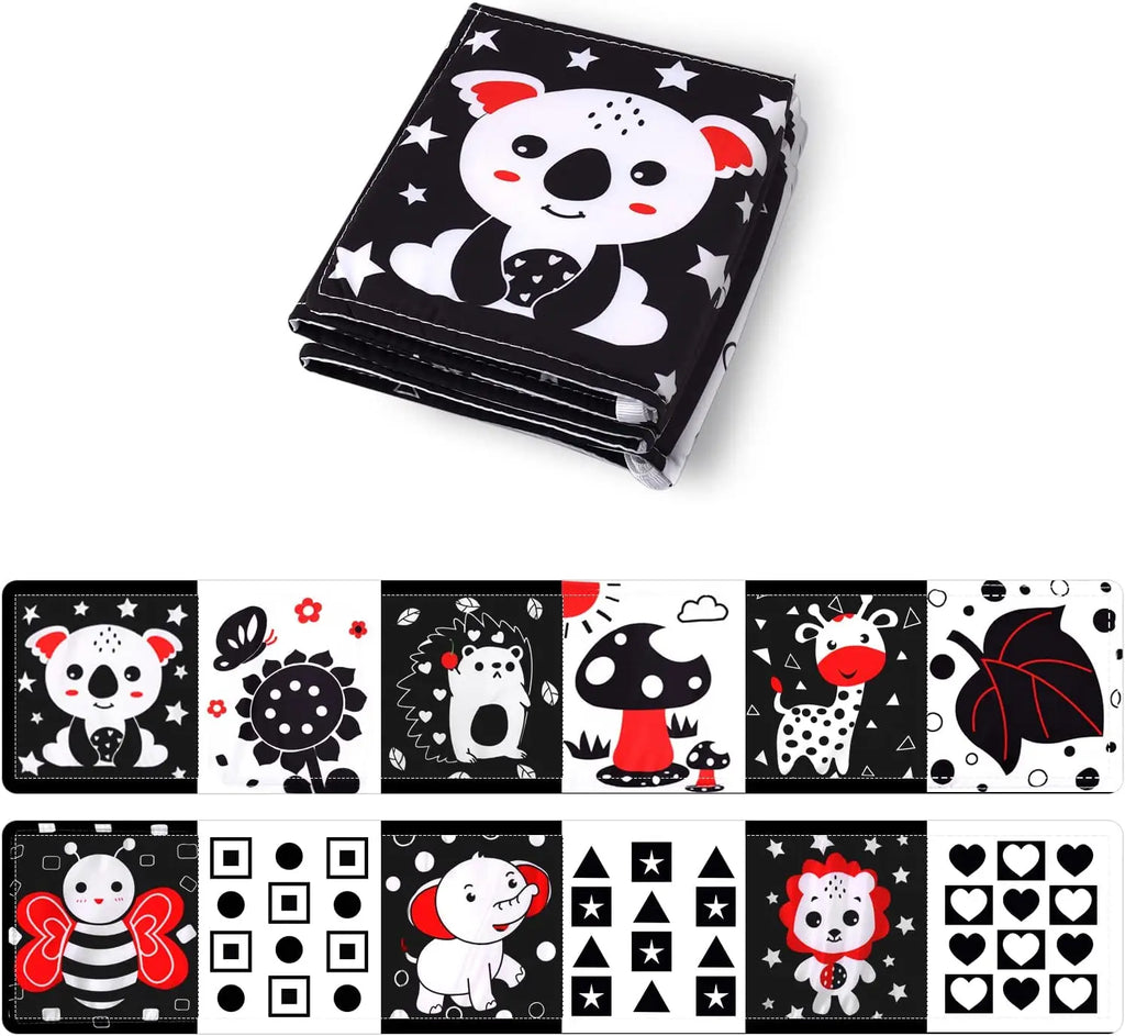Sencory Black & White Cloth Book – High-Contrast Montessori Crib Bumper