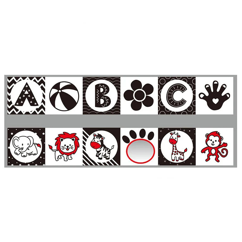 Sencory Black & White Cloth Book – High-Contrast Montessori Crib Bumper
