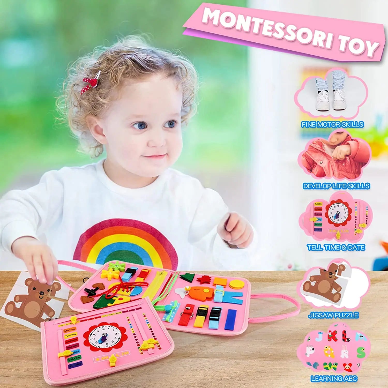 EarlyTern Montessori Busy Board – Sensory Toddler Activity Tool