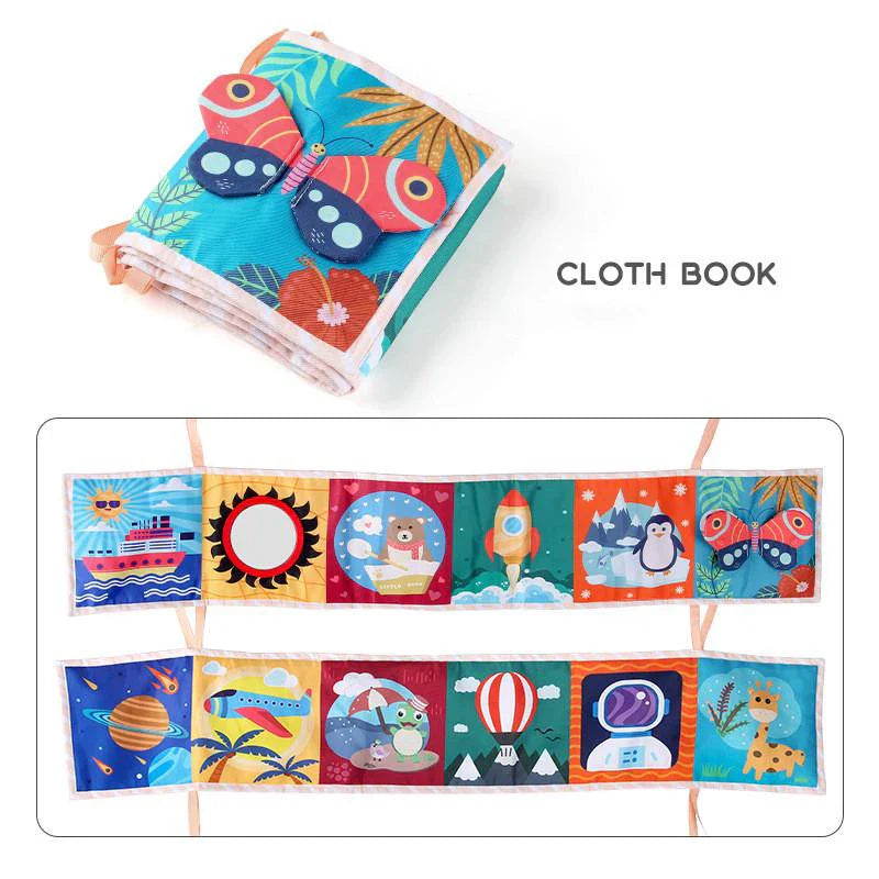 Sencory Black & White Cloth Book – High-Contrast Montessori Crib Bumper