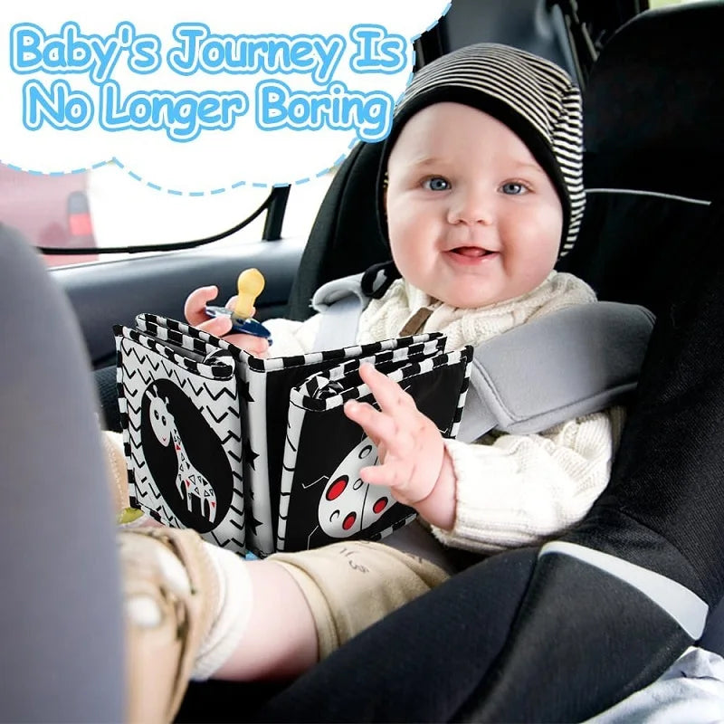 Sencory Black & White Cloth Book – High-Contrast Montessori Crib Bumper