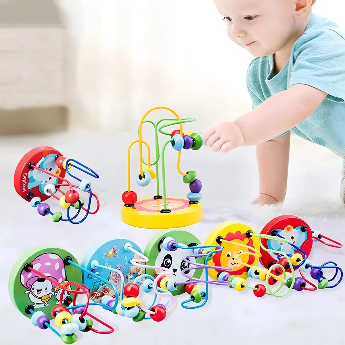 Lilcoat Wooden Roller Coaster – Colorful Montessori Bead Maze