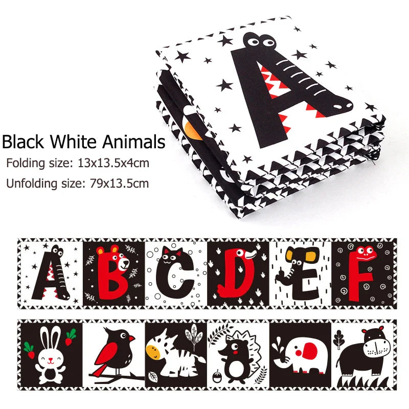 Sencory Black & White Cloth Book – High-Contrast Montessori Crib Bumper