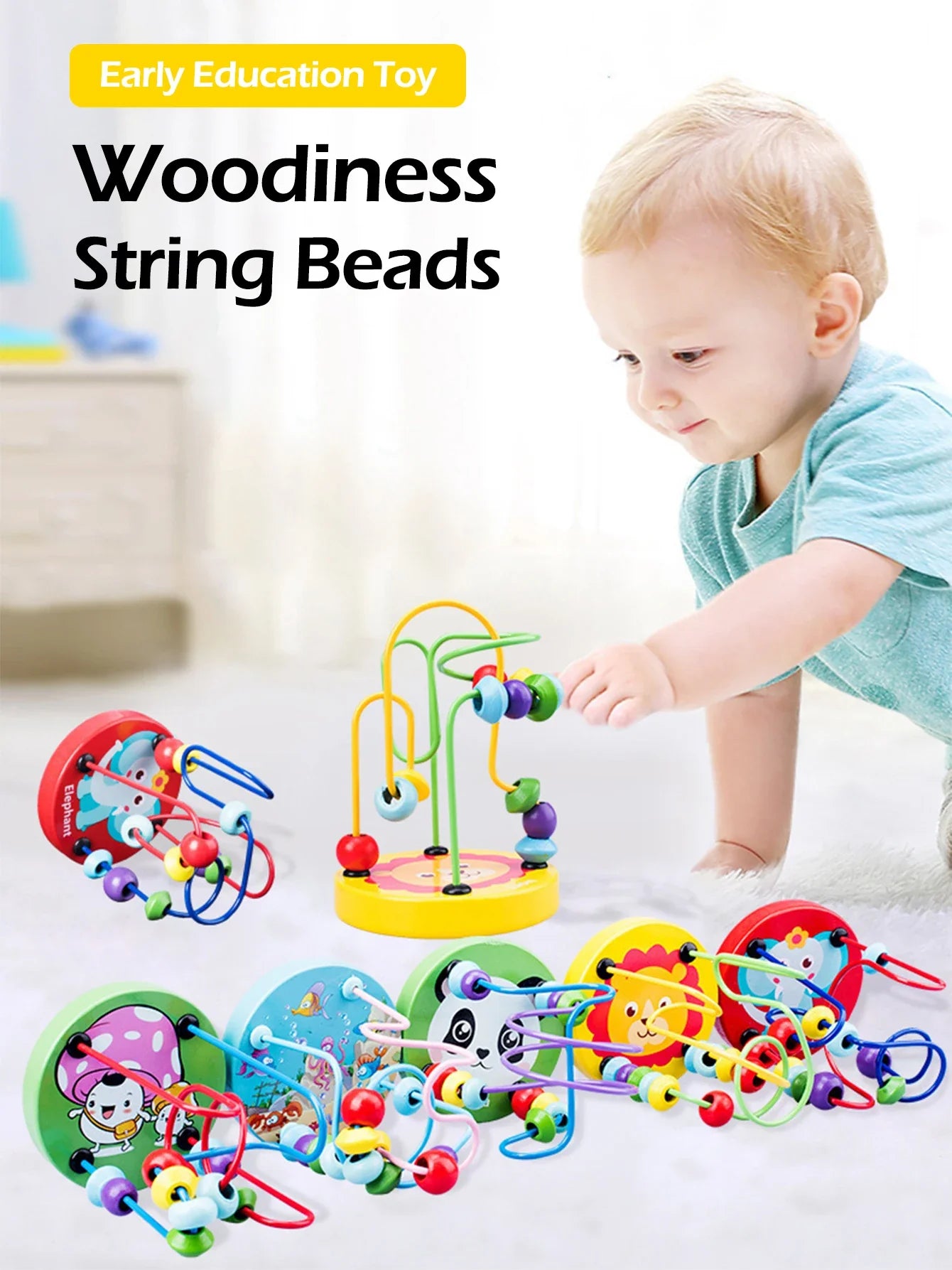 Lilcoat Wooden Roller Coaster – Colorful Montessori Bead Maze
