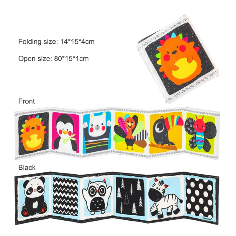 Sencory Black & White Cloth Book – High-Contrast Montessori Crib Bumper