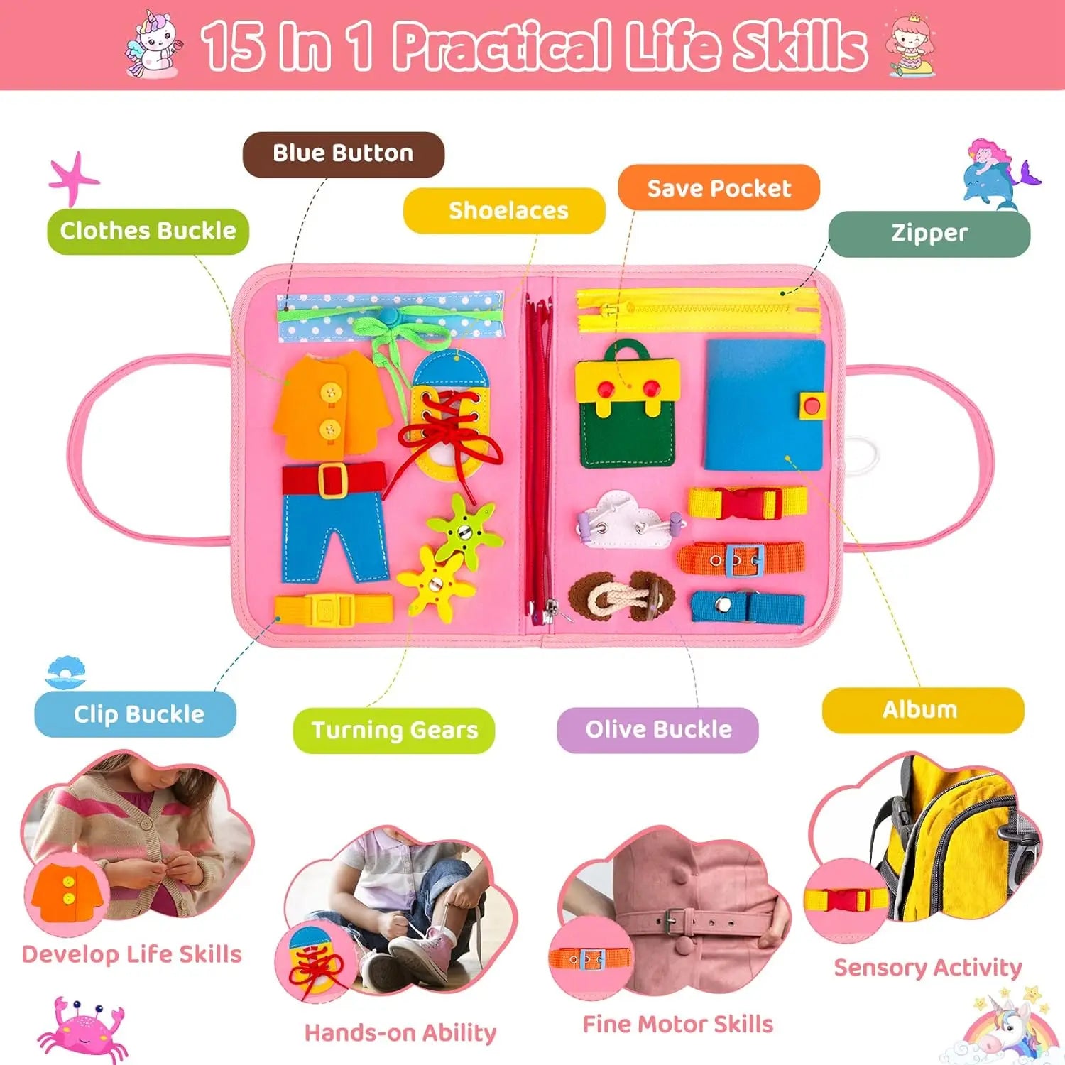 EarlyTern Montessori Busy Board – Sensory Toddler Activity Tool