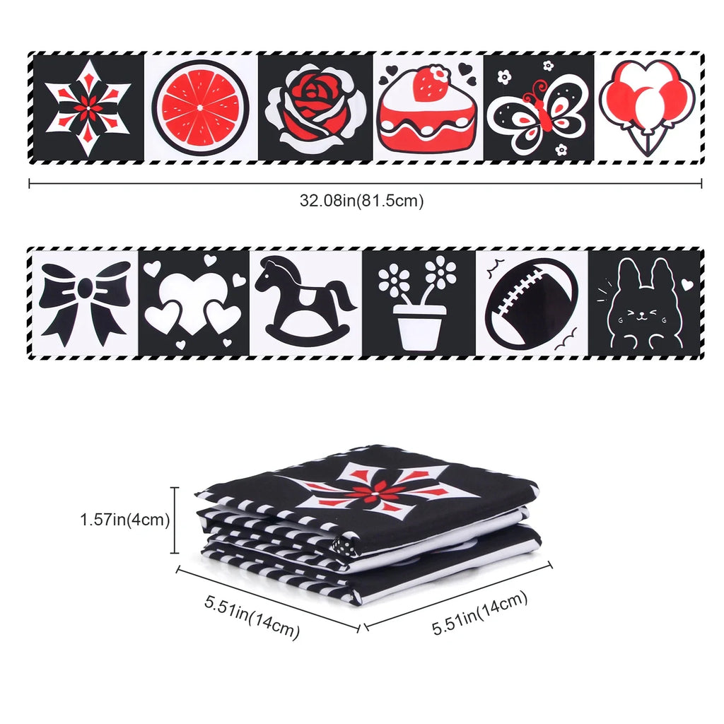 Sencory Black & White Cloth Book – High-Contrast Montessori Crib Bumper