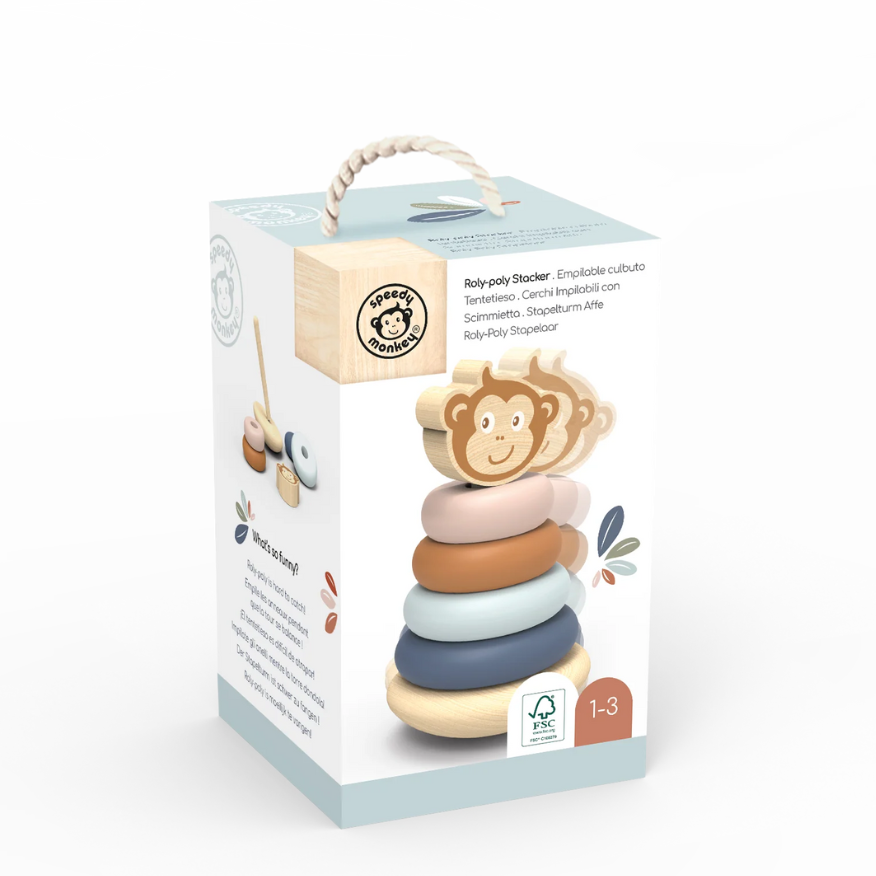 Speedy Monkey Wooden Roly-poly Stacker Toy