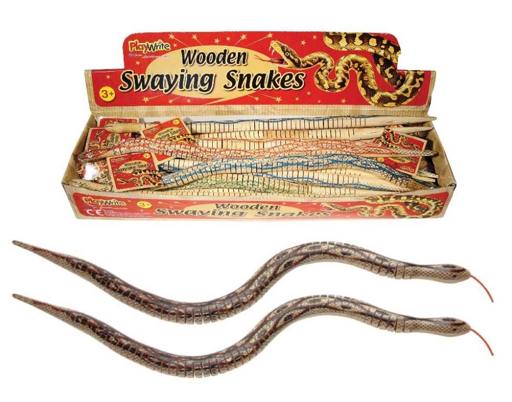 Children's Wooden Swaying Jointed Snake Toy with Realistic Movement 49cm length